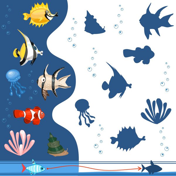 Найти тень морских обитателей
