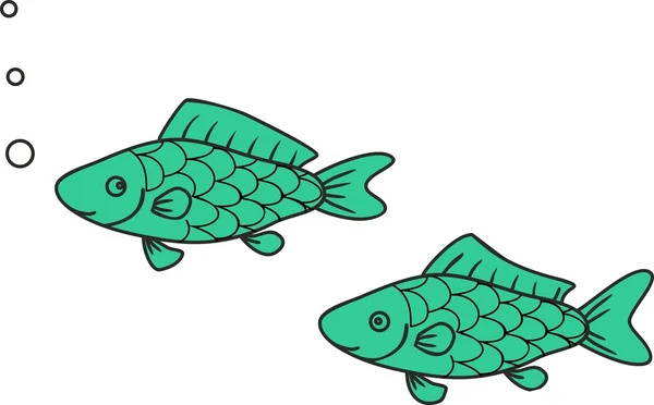 Yeşil şirin tatlı su balığı — Stok Vektör
