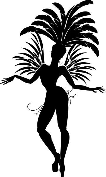 Silueta de bailarina de samba — Vector de stock