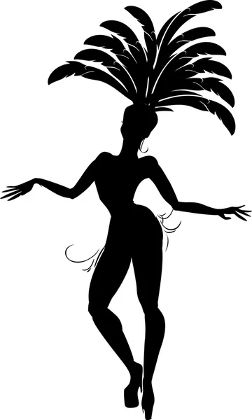 Silhouette de danseuse de samba — Image vectorielle