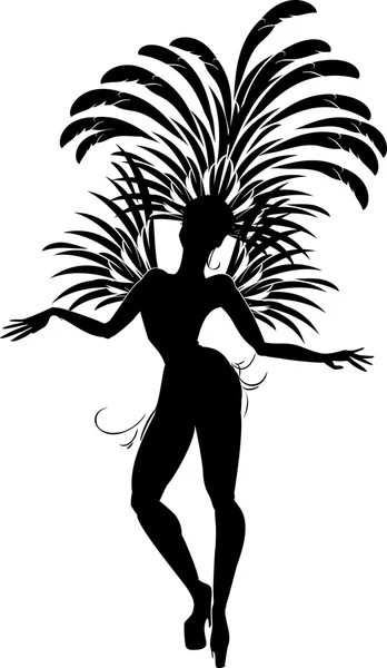 Silhouette de danseuse de samba — Image vectorielle