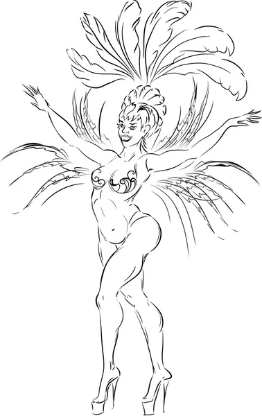 Boceto de bailarina de samba — Vector de stock