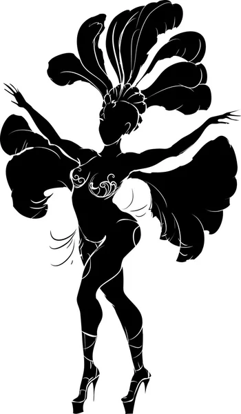 Silhouette della ballerina di samba — Vettoriale Stock