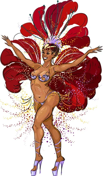 Γυναίκα χορεύτρια Samba — Διανυσματικό Αρχείο
