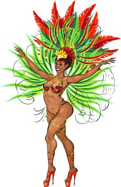 Samba dansçısı kadın yeşil karnaval kılık