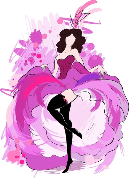 Sketch of cancan dancer — Stock Vector