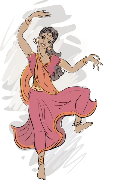 Sketh de niña bailarina de danza clásica india — Vector de stock