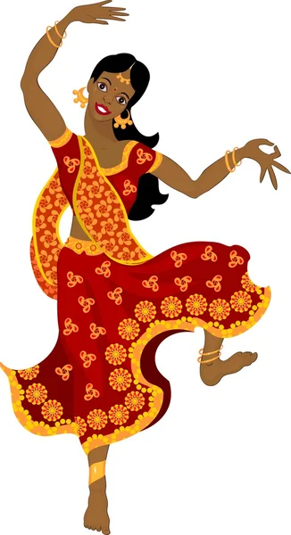 Beautiful girl dancer of Indian classical dance — Stock Vector