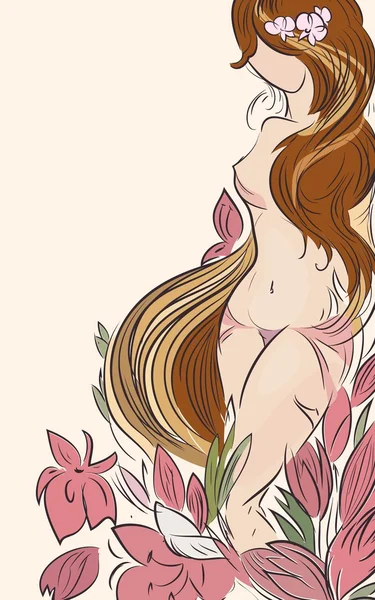 Mooi meisje in lingerie met bloemen — Stockvector