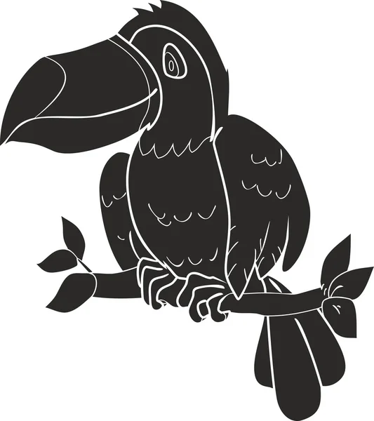 Toucan silhouette sur fond blanc — Image vectorielle