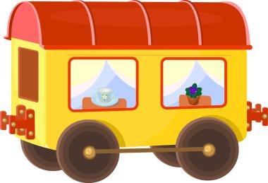 beyaz zemin üzerine sarı vagon