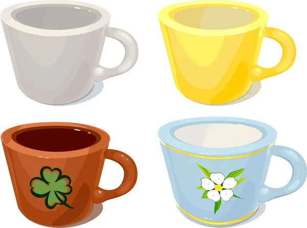 Set cup op witte achtergrond — Stockvector