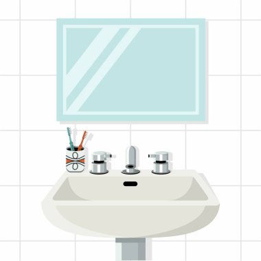 Banyo vektör çizimi, şeffaf arkaplanda iç tasarım
