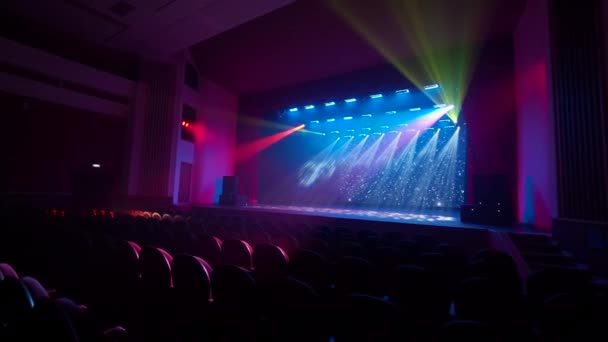 Scen Med Ljus Utsikt Över Musiksalen Scenen Från Tom Auditorium — Stockvideo