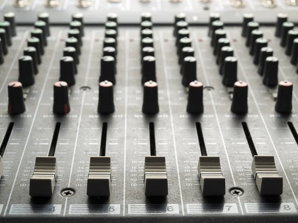 Mixing desk  faders and knobs — Stock Photo, Image
