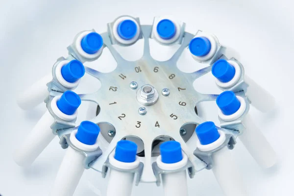 Platelet-Rich plasma preparation. Tubes with blood in Centrifuge. — Stock Photo, Image