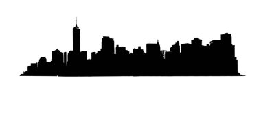 Finansal Bölge 'nin siluetinin silueti ve New York City, ABD' de Aşağı Manhattan. arkaplanda izole