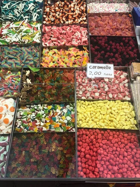 Sweet Candies in a Shop. Assorted gummy sweets — Stock Photo, Image