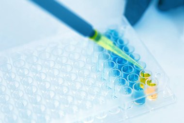 Laboratuar İşçisi Test Tüplerine Sıvı Ekliyor