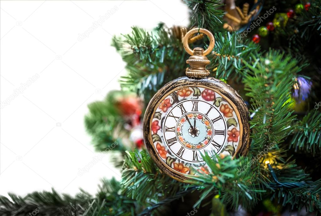 Christmas tree decoration with clocks 