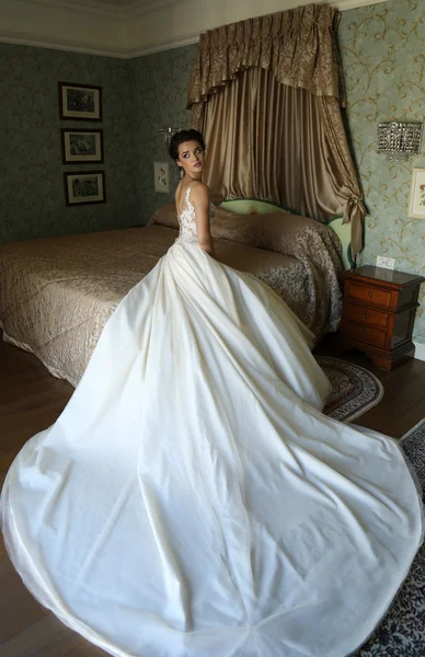 Hinreißende Braut im luxuriösen Hochzeitskleid — Stockfoto