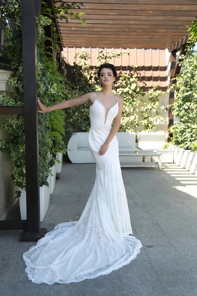 Splendida sposa in abito da sposa di lusso — Foto Stock