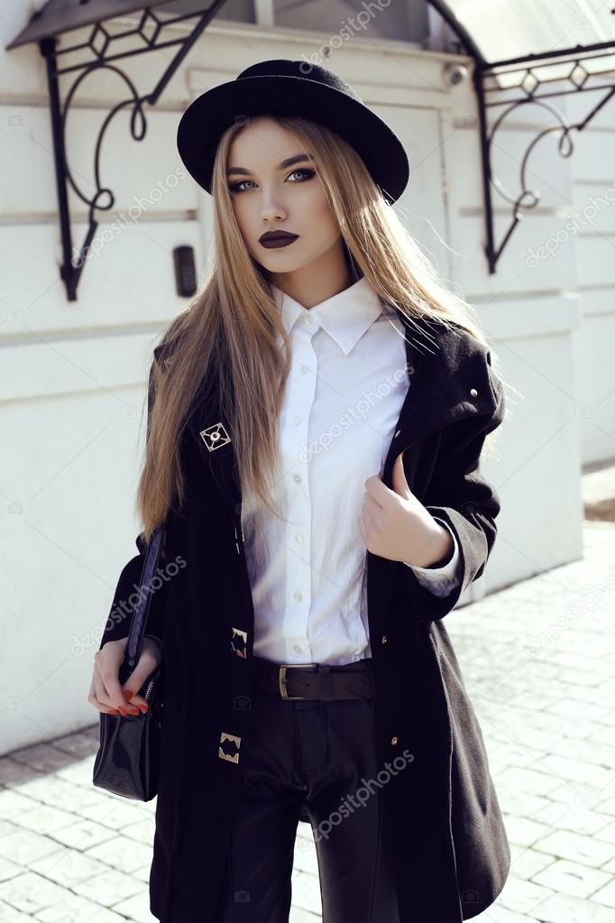 Fashion street outfit.beautiful girl in fashion clothes and accessories  Stock Photo by ©Slava_14 92896090