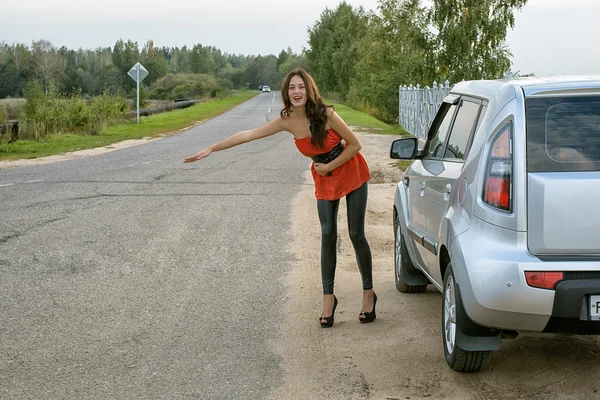 Beautiful girl and car — Stock Photo, Image