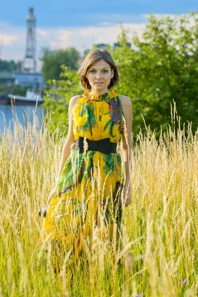 Girl in the grass — Stock Photo, Image