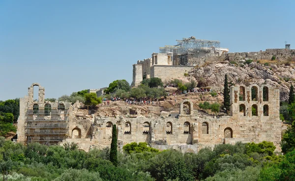 Odéon d'Hérode Attique et Acropole d'Athènes en Grèce — Photo