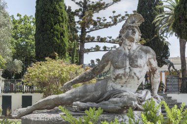 Dying Achilles statue of Achilleion palace on Corfu island, Greece clipart