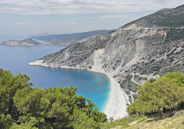 Myrtos strand van Kefalonia eiland, Griekenland — Stockfoto