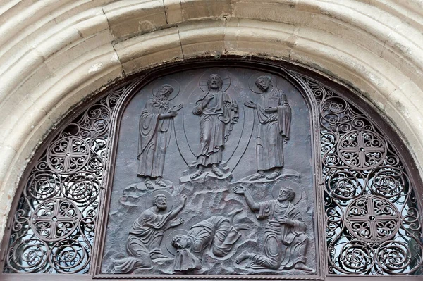 Perseguição Metal Repousse Antiga Fachada Igreja Samtavro Mtsheta Georgia — Fotografia de Stock