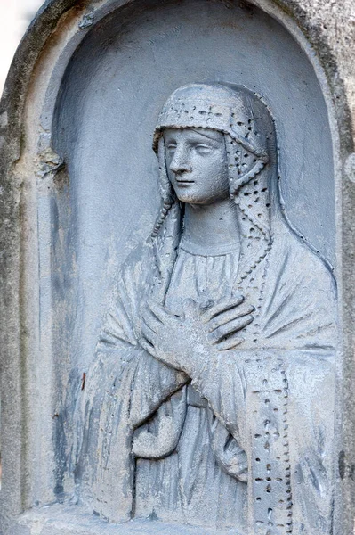 Antiguo Relieve Religioso Pared Del Cementerio Lychakiv Lviv Ucrania — Foto de Stock