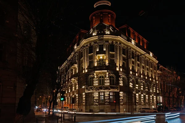 Cidade Lviv Com Casa Iluminada Ucrânia — Fotografia de Stock