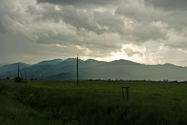 Abendliche Landschaft Straßenrand Sakarpattia Ukraine — Stockfoto