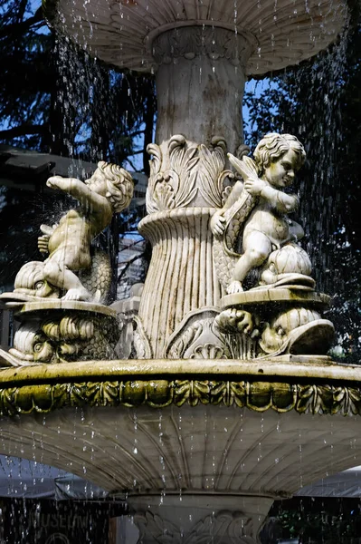 Salpicaduras Agua Fragmento Fuente Con Ángeles Batumi Georgia —  Fotos de Stock