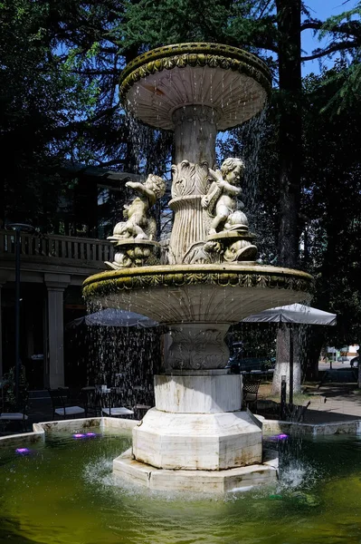 Традиційний Фонтан Багатоярусним Покриттям Парку Батумі Грузія — стокове фото