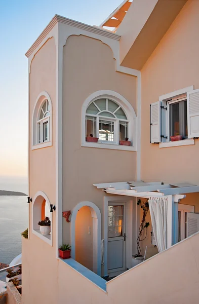 Unidentified building in Fira at sunset — Stock Photo, Image