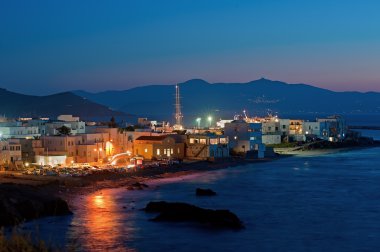 Gece sahne Chora, Naxos, Yunanistan