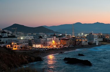 Gece sahne Chora, Naxos, Yunanistan
