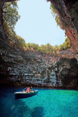melissani Mağarası, kefalonia, Yunanistan.