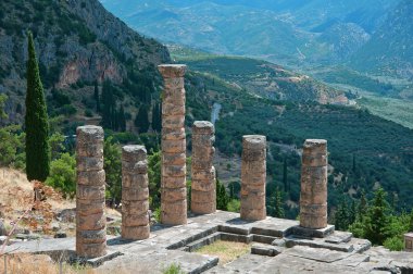 Temple Apollo columns in Delphi, Greece clipart