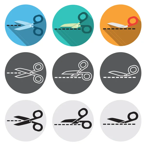 Ensemble d'icônes de ciseaux — Image vectorielle
