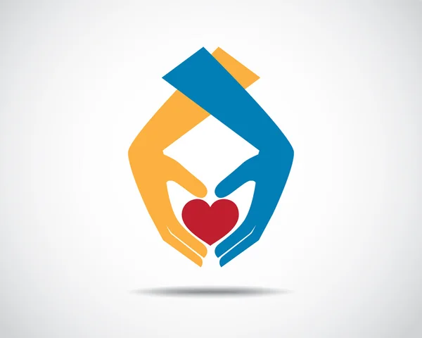 Manos en forma de corazón — Vector de stock