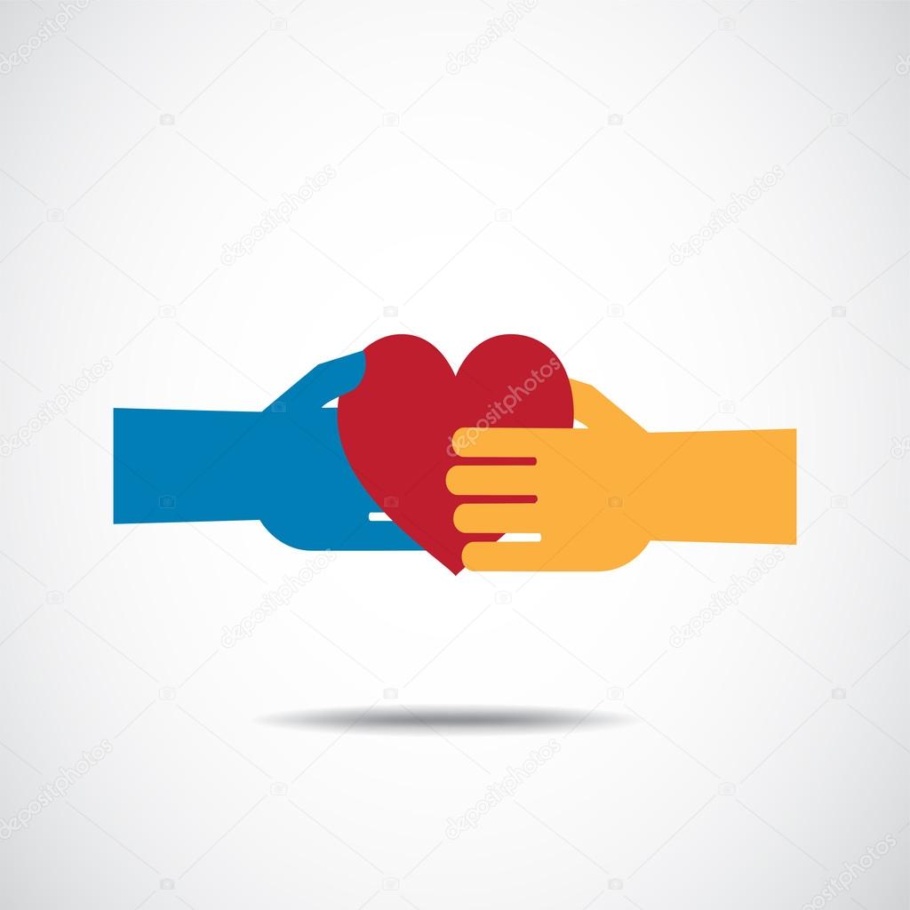 Together hands holding heart