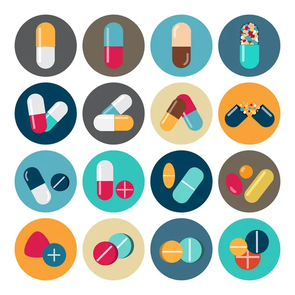 Pilules et capsules colorées icône Vecteurs De Stock Libres De Droits
