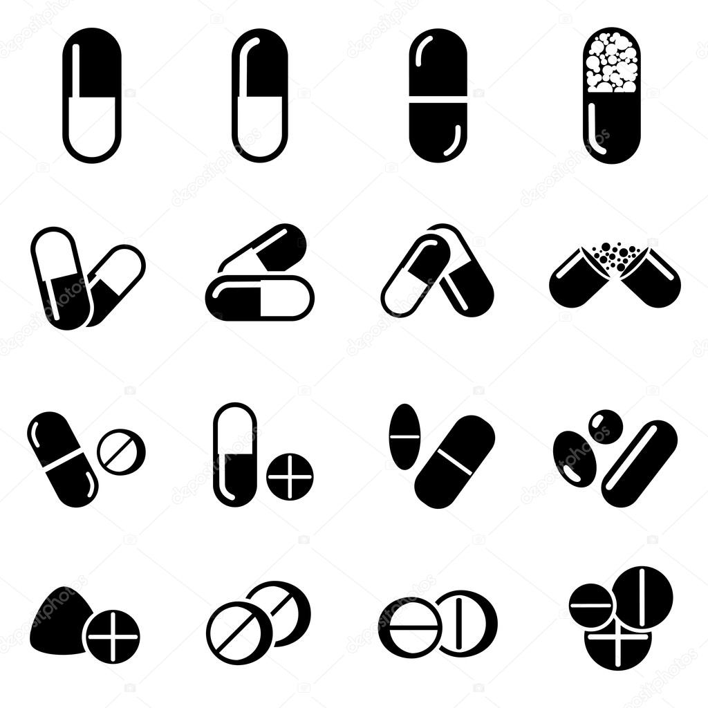 Pills and capsules icon