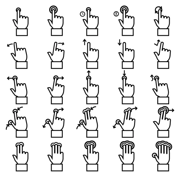 Touch gestures line icons set — Stock Vector