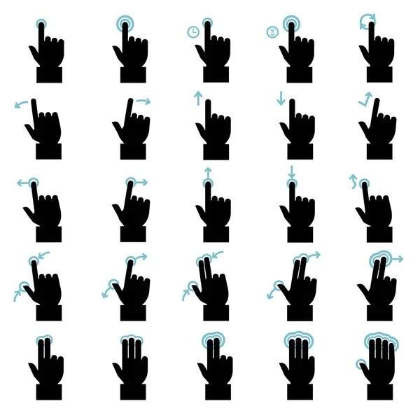 Touch gestures icons set — Stock Vector